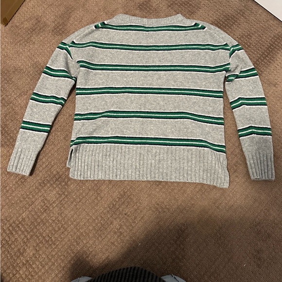 J.Crew Women’s Gray with Green and Blue Striped Sweater - Picture 3 of 4
